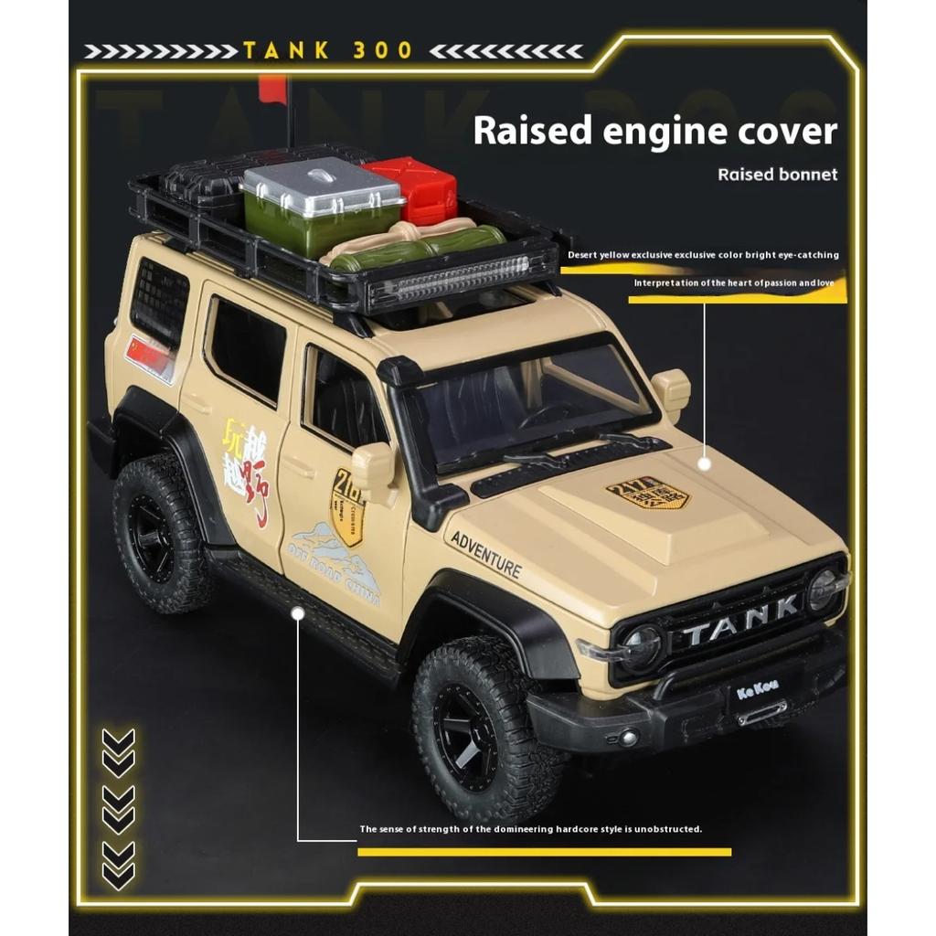 1/24 TANK 300 Modifizierte Version des Geländewagens Legierungsauto Diecast Modell Simulation Sammelmodell Kinder Geburtstagsspielzeug Geschenk