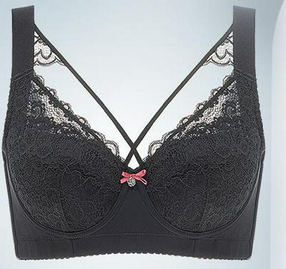 

Сексуальный бюстгальтер с перекрестными бретелями на спине и регулируемой поддержкой для полных женщин больших размеров 85B чёрный