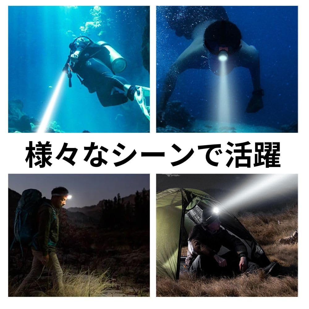 Diving Light Headlight T6 LED Ultra Bright High Power 3 Modes Lighting Long Distance Illumination Camping Mountaineering Nighttime Amphibious