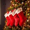 Hanging Ornament for Doorways 18 Inch Christmas Stocking, Classic Large Fireplace Plush Stocking Festive Party Scene Layout Props with White Soft Cuff