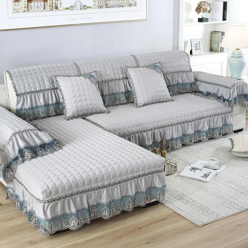 Cotton Swallowtail Style Sofa Cover European Thickened Lace Sofa Bed Cover Sofa Lattice Pillow Non-slip Sofa Towel Combination Living Room Home Decor