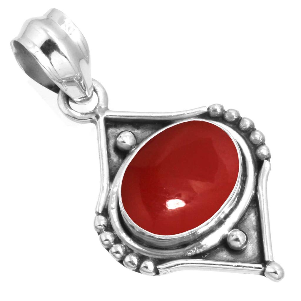 925 Sterling Silver Pendant Women Gemstone Handmade Jewelry Thanksgiving Gift Malachite Moonstone Rose Quartz Red Stone Smoky Topaz Tiger Eye Cocktail