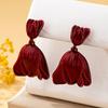 Elegant French Floral Clip-On Earrings: Retro Hong Kong Style, No Piercing Needed