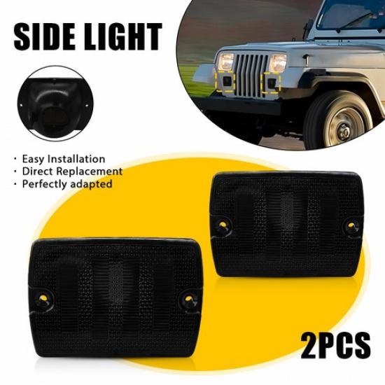 For Jeep 1987-1995 Wrangler YJ Smoked Front Turn Signal Parking Lights Housings