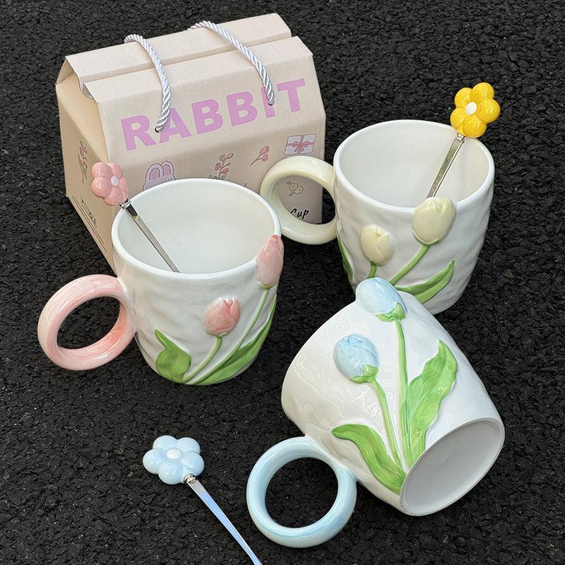 Koreanische Tulpenbecher für Mädchen Geburtstagsgeschenke Praktische Tassen für beste Freundin Souvenir Geschenkbox