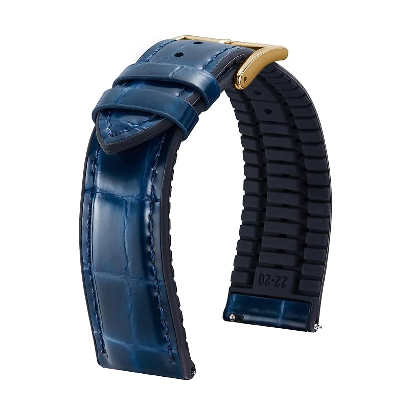 

[BINLUN] leather watch strap quick release leather watch band Crocodile leather pattern watch band Made of silicone inside breathable replacement belt