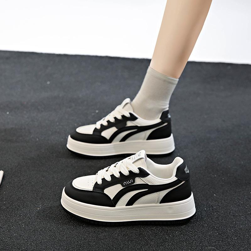 Leather Thick-soled White Shoes Women's Autumn New Height-increasing Women's Shoes Versatile Soft-soled Casual Sports Board Shoes