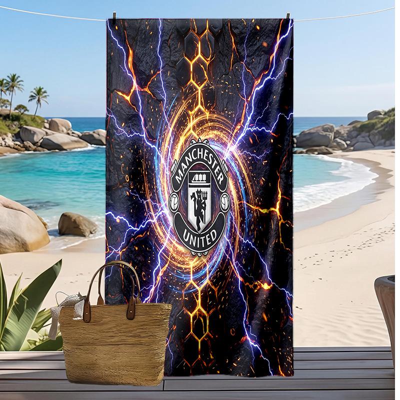 Manchester United Printed Beach Towel Quick Dry Soft TowelPortable Large Rectangular Beach Blanket for Travel Swimming Pool