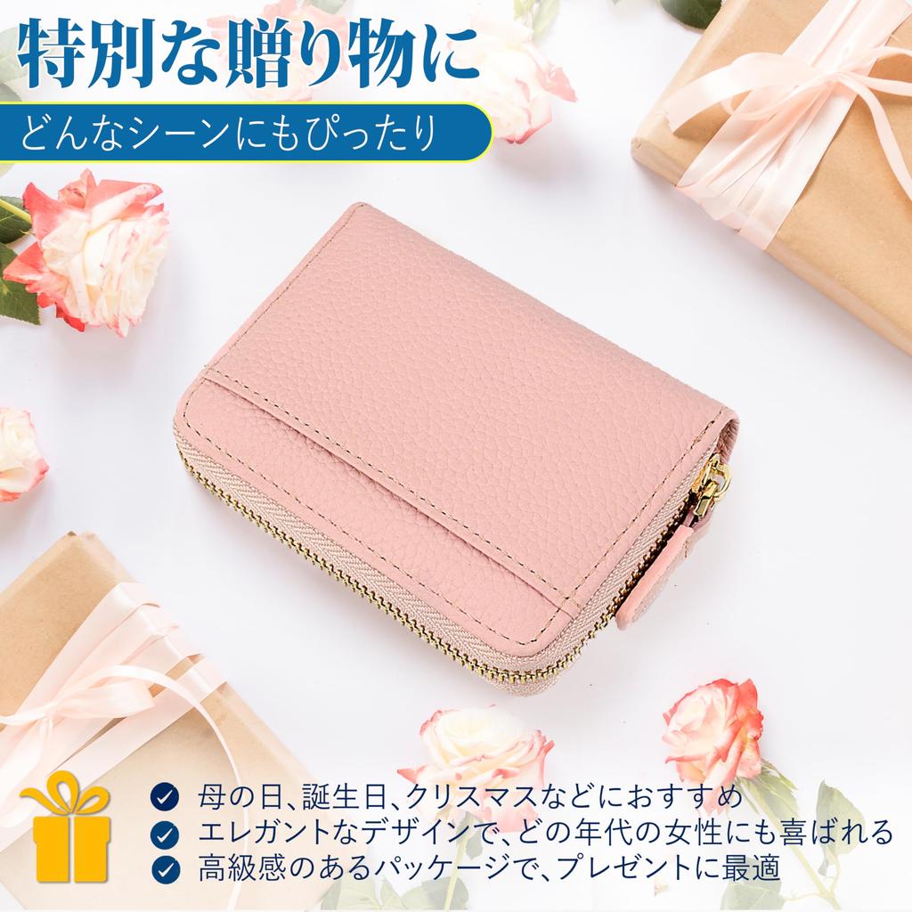 COCA-DG Mini Wallet for Men and Women, Bifold Wallet with Large Capacity, Accordion-Style Card Case, Box-Shaped Coin Purse, YKK Zipper, Cowhide