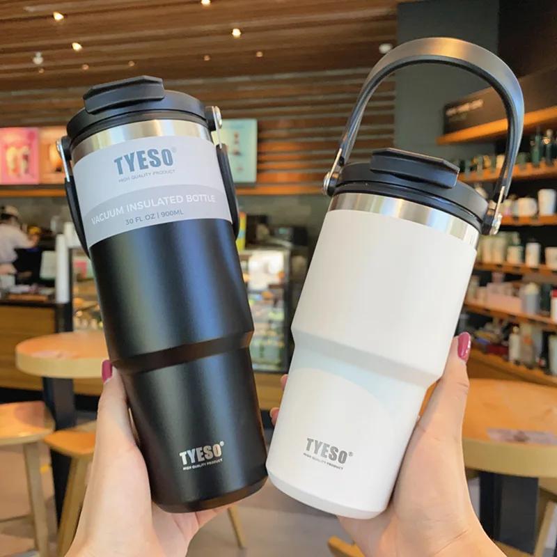 600ml 750ml 900ml Coffee Cup Thermal Vacuum Mug Stainless Steel Non-slip Leak-Proof Thermos Insulated Cup Milk Tea Water Bottle