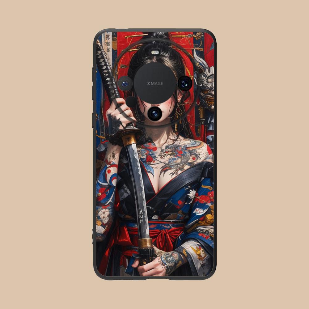 Retro Tattoo Girl Mobile Phone Case for Huawei Mate 60 50 40 30 20 10 Pro Plus Lite E 5G Colorful Printing Cover Luxury Cover