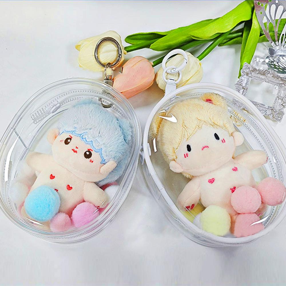 10CM Jewelry Organizer Transparent Storage Box Pouch Mystery Box Plastic Box Cute Doll Bag Organization Keychain Dustproof Case