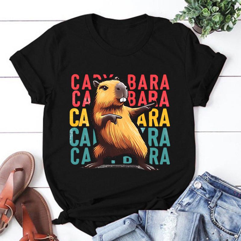 

Новая футболка с принтом капибары, унисекс, повседневная, с коротким рукавом, женская модная футболка с графическим принтом капибары, топы, футболки 4XL