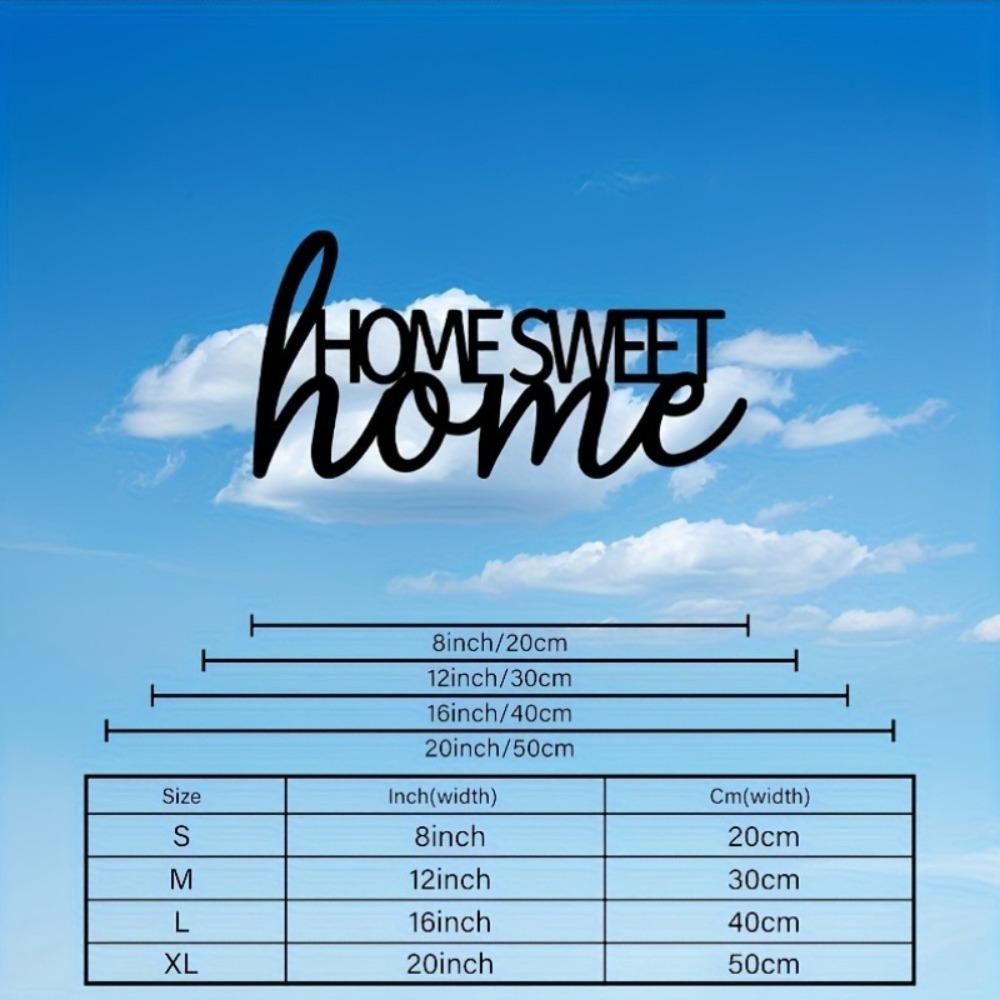 1pc 2D Flat Home Sweet Home Metal Wall Art Black Modern Decorative Plaque Living Room Bedroom Entryway Decor
