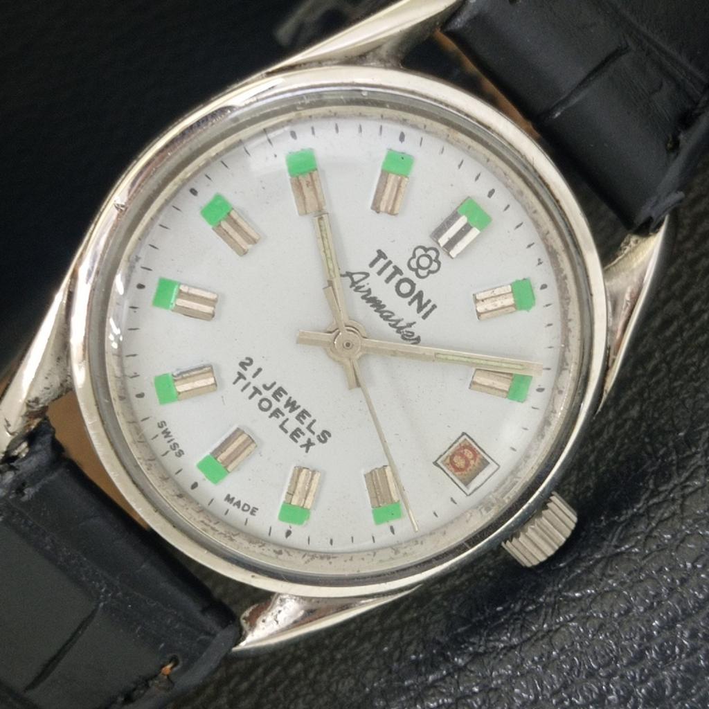 

SWISS VINTAGE TITONI AIRMASTER TITOFLEX HAND-WINDING MENS GREY WATCH a703238-1 R213a-a703238