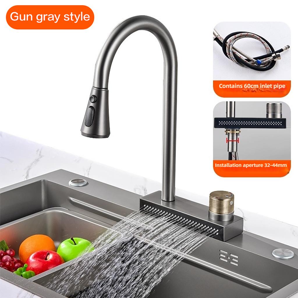 Pull-out 360° Rotating Stainless Steel Kitchen Faucet - Extendable Sink Faucet In Black/Gun Grey/Brushed/Chrome Finishes