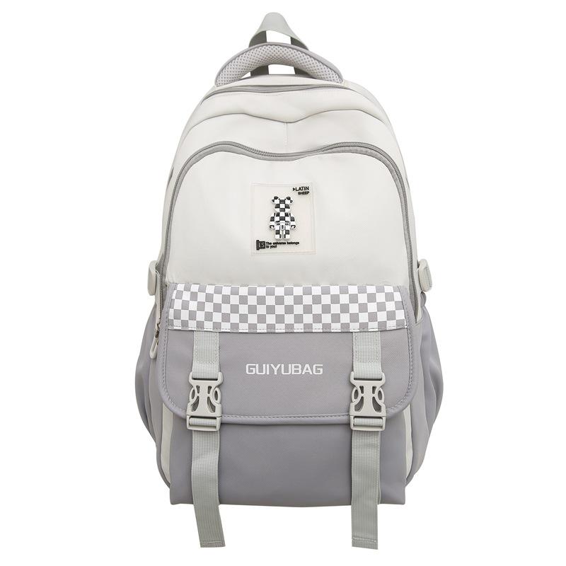 

New Summer Letters Large Capacity Checkered Student Schoolbag Backpack Street Trend Outdoor Backpack