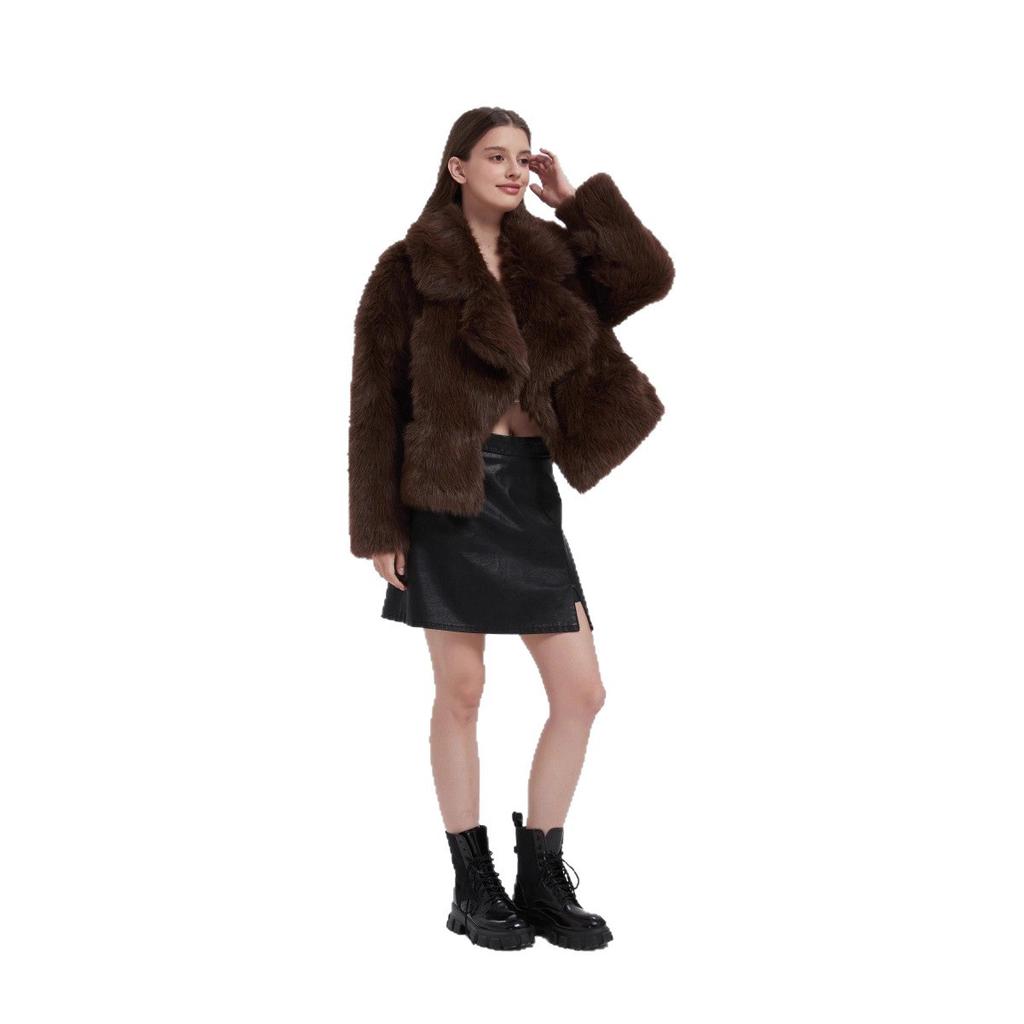 Autumn and winter new suit collar imitation fur short fluffy versatile coat women's jacket