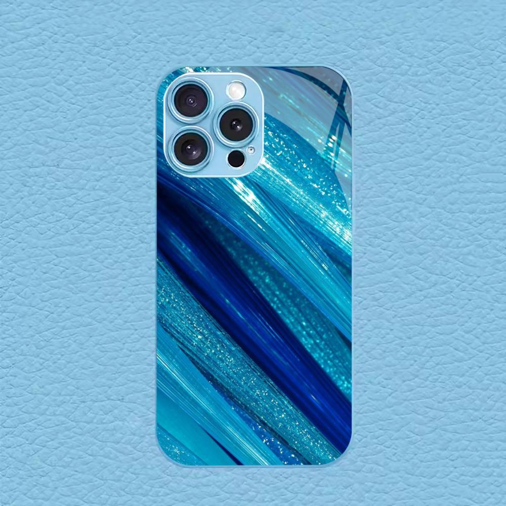 Light blue Dark blue Man Protect PhoneCase Glass PhoneCase for iPhone 17 16 15 14 13 12 11pm Pro Plus Dropresistant cellphone