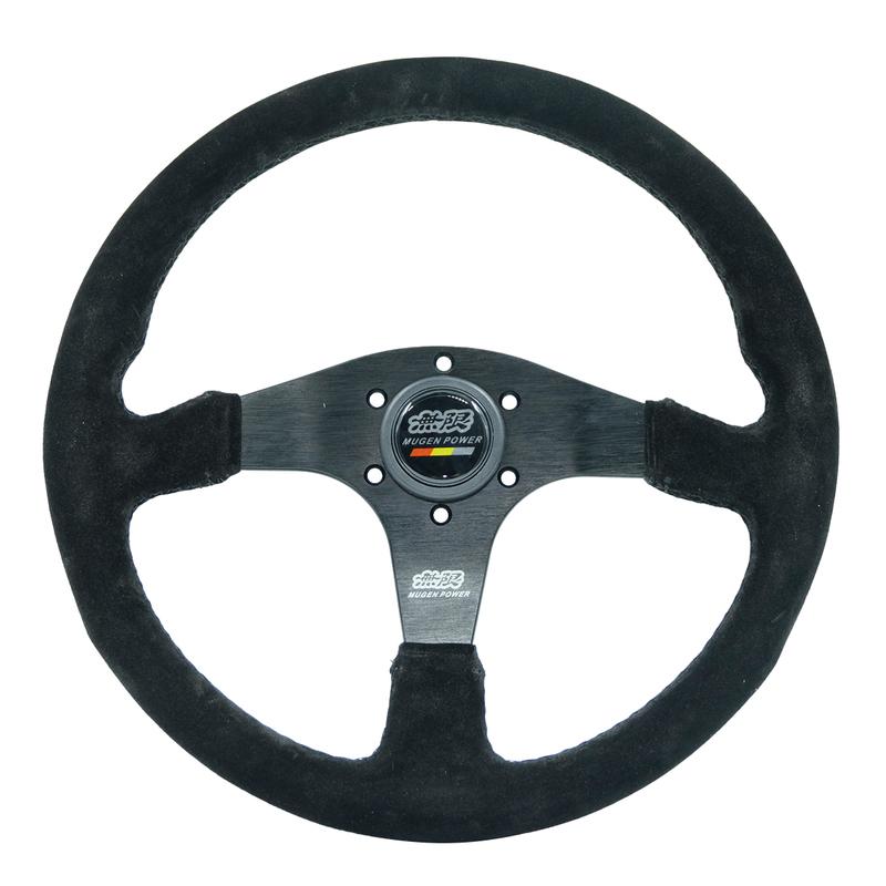Modification de Voiture Volant de Course en Cuir Daim, Sport de Compétition 14 pouces Mugen Plat Universel
