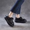 Johnature Hollow Out Thick Soled Shoes Genuine Leather Breathable Lace-up Women's Platform Sandals