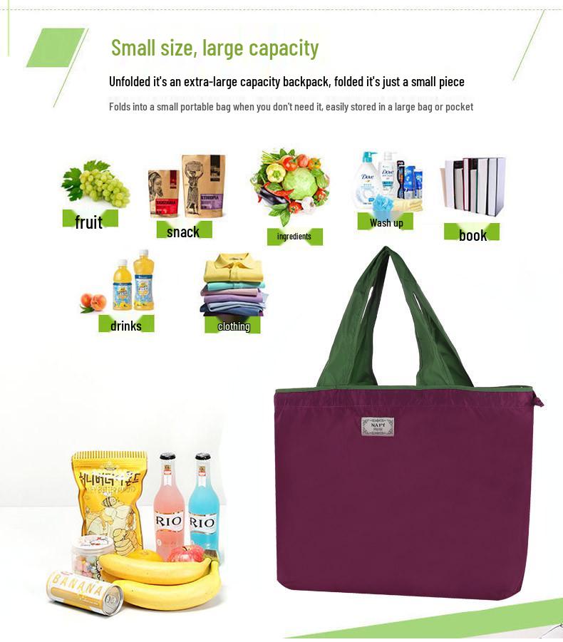 Eco-Friendly Waterproof Foldable Shoulder Shopping Bag - Large Capacity