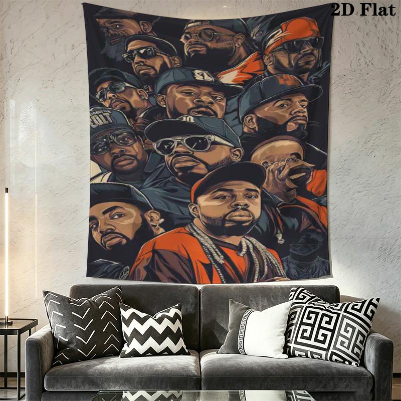 Hip Hop Rappers Portrait Tapestry, Retro Hip Hop Music Wall Hanging, Wall Art Decor for Bedroom Living Room Dorm