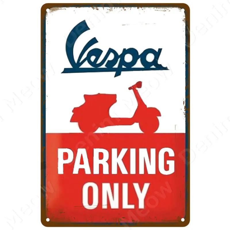 Vespa Parking Only Vintage Metal Tin Sign Home Cafe Garage Motorcycle Billboard Wall Art Poster Plate Club Decoration ZSS81
