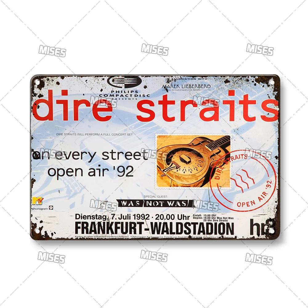 MISES Rock Band Metal Poster DIRE STRAITS Band Decorative Plate Metal Sign Rusty Metal Plaque Home Club Kitchen Metal Tin Sign