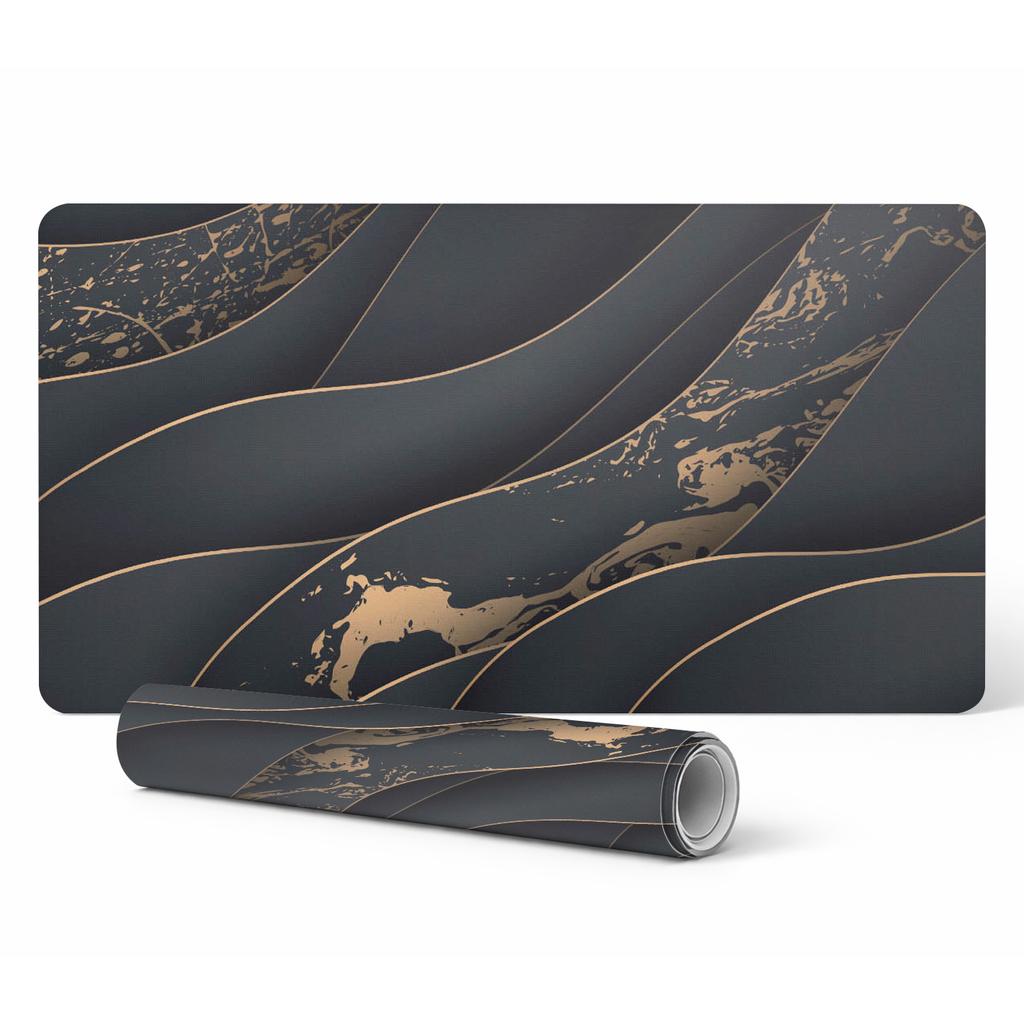 Elegancka Podkładka Dekoracyjna Na Biurko Faliste Linie Z Plamami 100X50 Cm