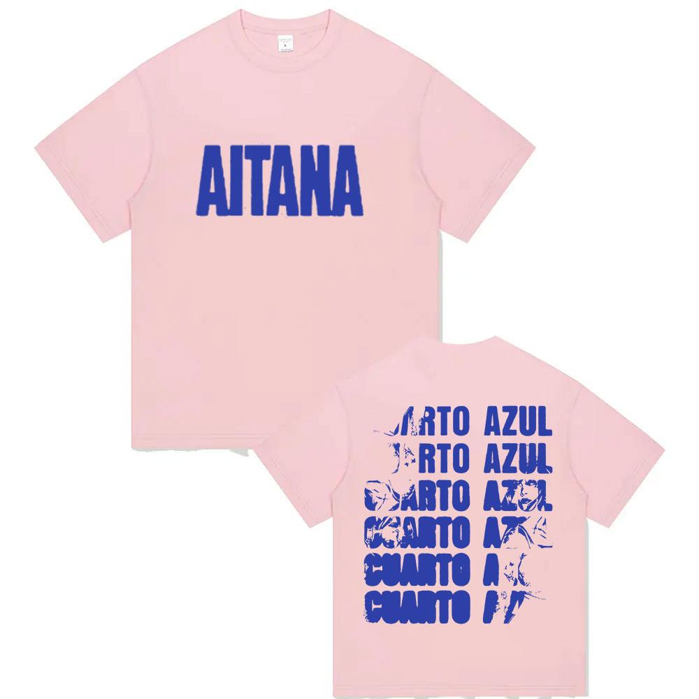 2025 Summer Singer Aitana Cuarto Azul Tour Print T Shirt Men Women Hip Hop Fans Short Sleeve 100% Pure Cotton Printed T-shirt