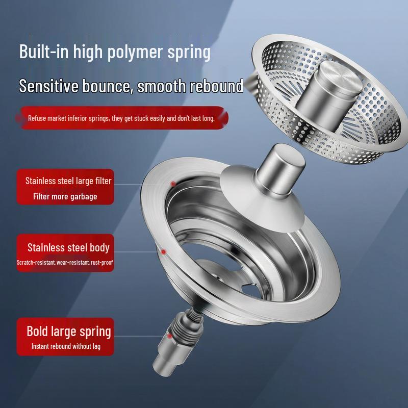 Jiayun Universal 304 Stainless Steel Kitchen Sink Pop-Up Drain Filter
