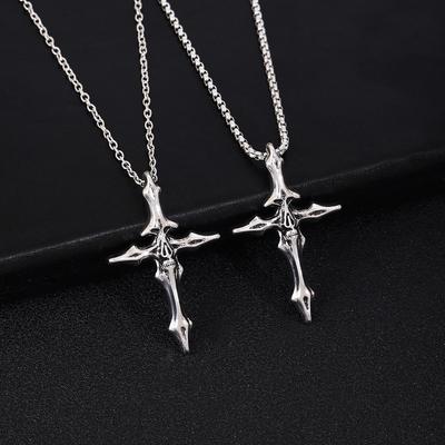 Vintage Wikinger Knochen Kreuz Anhänger Halskette - Trendiger Statement Schmuck