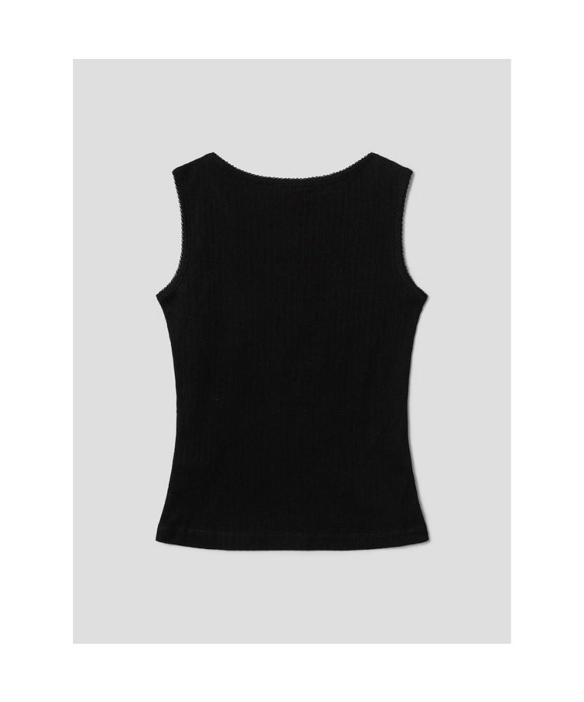 Binpolleidiseu [B. My] Eyelet Sleeveless T-Shirt Black (Bf6442N025)