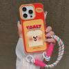 Cute Cartoon Phone Case For iPhone 11 Case iPhone 13 12 16 14 15 Pro Max 7 8 Plus XR X XS SE 2 3 Wrist Chain Soft Card Bag Cover