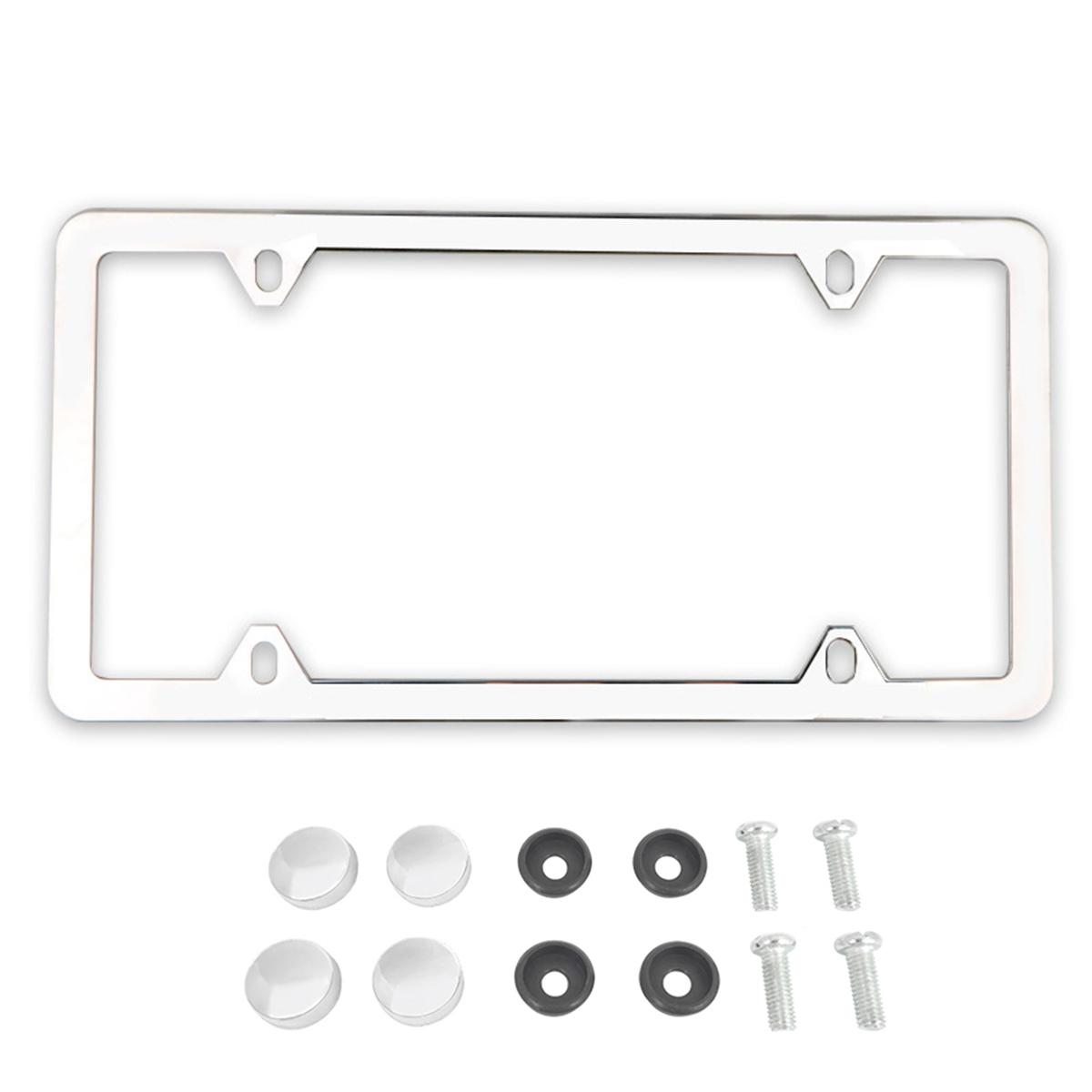 

Рамки номерного знака XCLPF OBEY YOUR LUXURY, 1 шт. Тонкая рамка номерного знака из нержавеющей стали с 4 отверстиями + хромированные колпачки для винтов серебряный