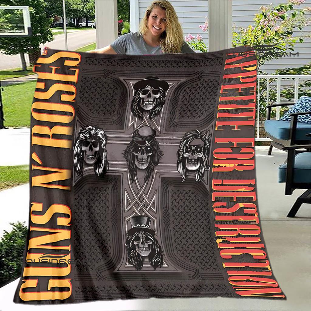 Guns n'roses band retro print blanket Flannel Soft Comfort Blanket Home Travel Blanket Kids Warm Blanket birthday gift