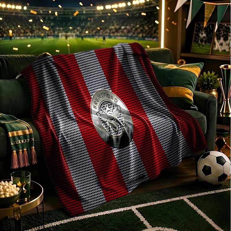 Brent-ford Football Club Crest Throws Blanket Flannel Blankets Plush for Couch Bed Gifts for Men Women Travel picnic blanket Christmas fan gifts
