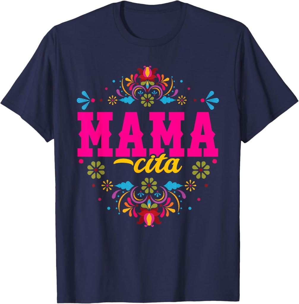Mamacita Fiesta Floral Graphic Tee Shirt Mother's Day Birthday Gift Casual Crewneck