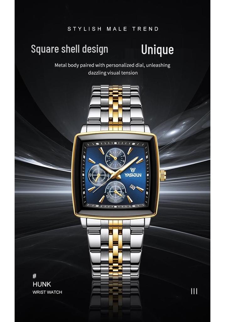 Men's Luxury Quartz Watch: Waterproof, Calendar, Luminous with Stainless Steel Band