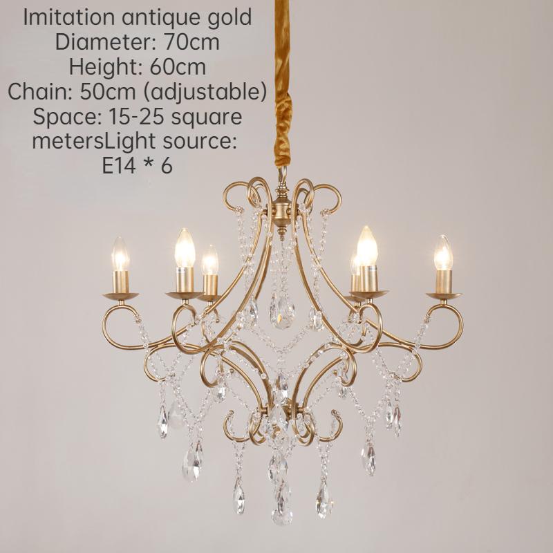 Obývací pokoj, ložnice, lustr do kreativní jídelny Crystal Retro Gold, moderní a minimalistické světlo
