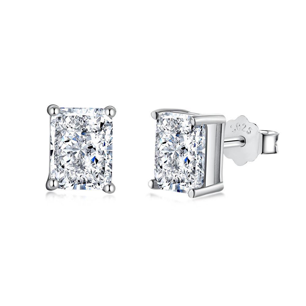 

5x7MM Ice Flower Cut High Carbon Diamond Stud Earrings - 925 Sterling Silver, Elegant & Trendy Bling Jewelry 925 Silver