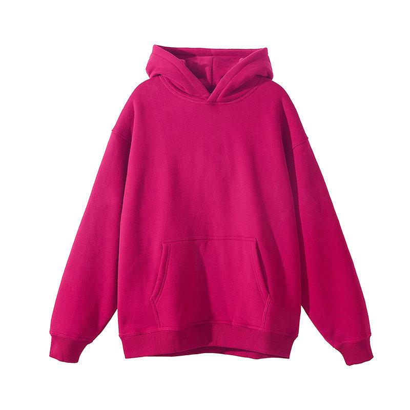 Men'S Fleece Hooded Sweater Men'S Heavy And Thickened American Loose Coat Solid Color Hooded Sweater Men