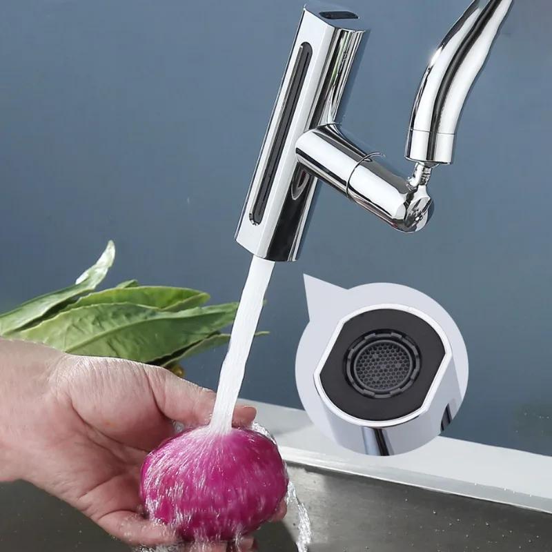 Swivel Waterfall Faucet Four-speed Adjustable Faucet Multifunction Swivel Faucet Kitchen Bathroom Basin Splash Spout