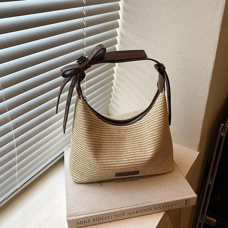 

Summer versatile straw woven handbag 2025 new popular super fire shoulder messenger bag niche go out handbag коричневый