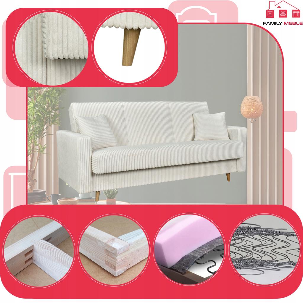 Zestaw mebli wypoczynkowy Rene wersalka kanapa fotele Bonell Family Meble