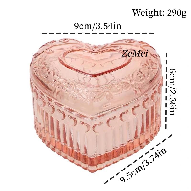 European-Style Heart-Shaped Crystal Glass Candy Jar,Jewelry Organizer With Lid Candlestick Container Container Home Decoration