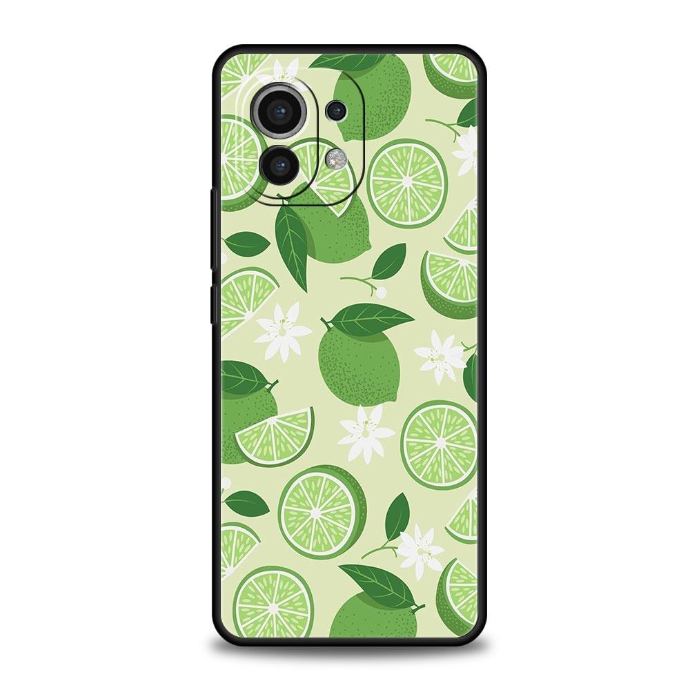 Handyhülle für Xiaomi Mi 15 14 13 12 11 Lite 14T 13T 12T 11T Pro Poco X6 X5 X3 Pro F6 F5 F4 Frucht Zitrone Schwarze Hülle