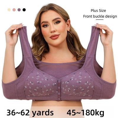 Women's Underwear Front Buckle Without Steel Ring Printing Bra Plus Size