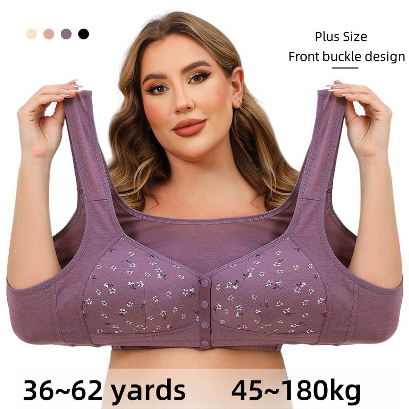 Women's Underwear Front Buckle Without Steel Ring Printing Bra Plus Size